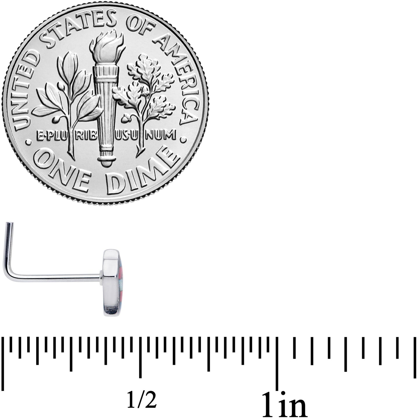 20G 5/16 Pink White Blue Transgender Pride Fist L-Shaped Nose Ring