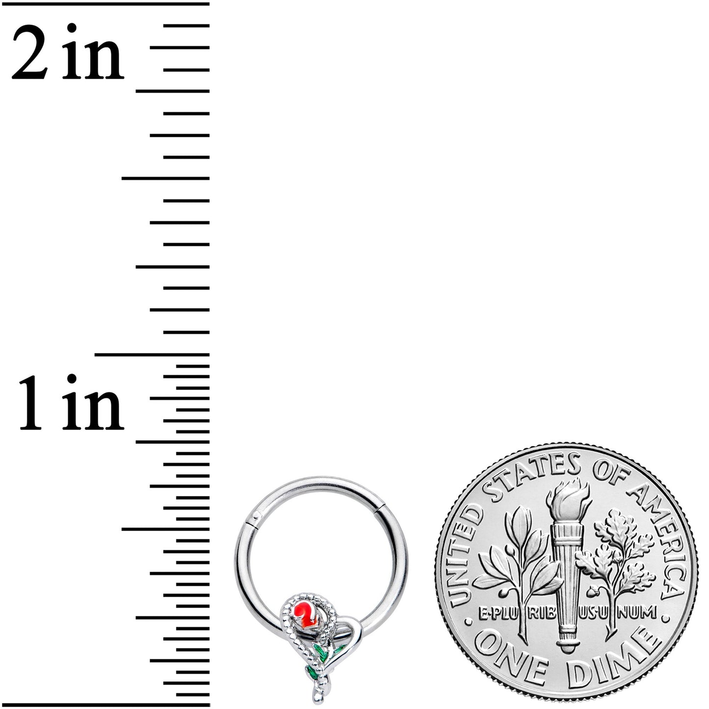 16G 3/8 Green Gem Snake Heart Rose Flower Hinged Segment Ring