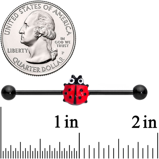 14G Black Polka Dot Ladybug Industrial Barbell 38mm