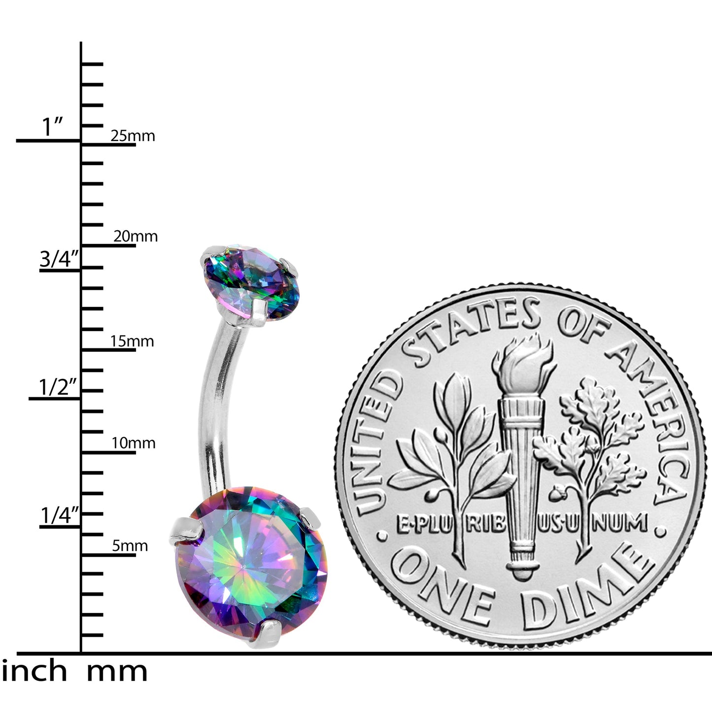 Vitrail CZ Gem Duo Internally Threaded Belly Ring