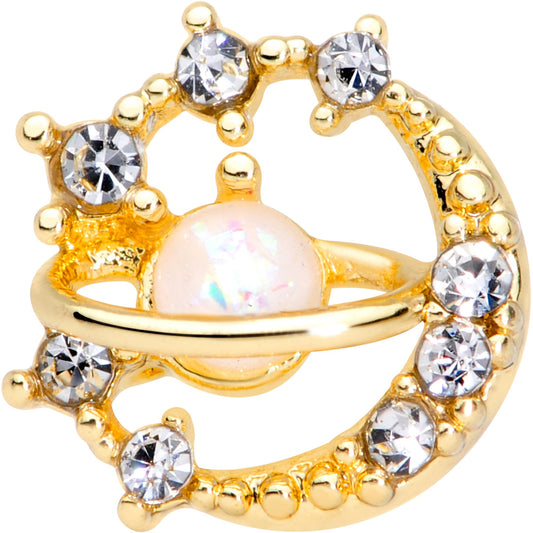 16G 1/4 Clear Gem Gold Tone Saturn Moon Cartilage Tragus Earring