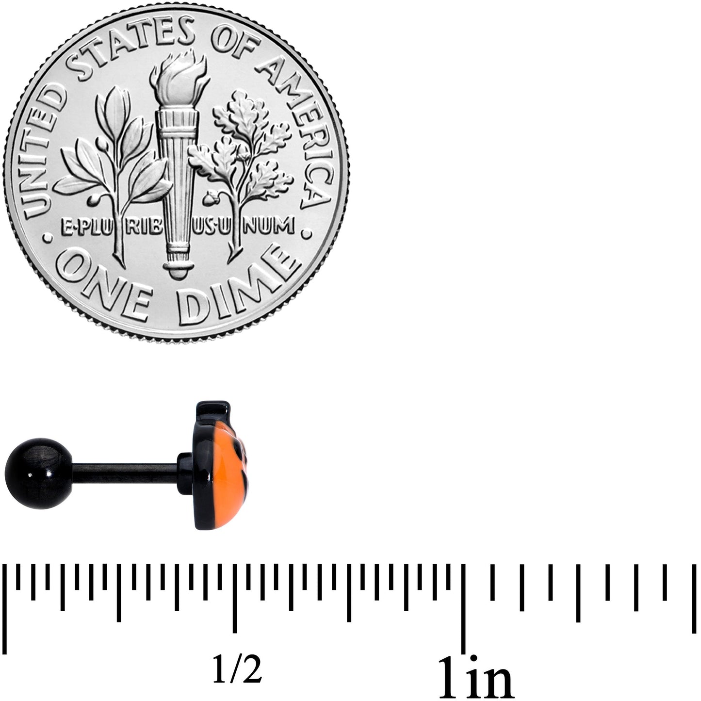 16G 1/4 Orange Gem Halloween Bat Cartilage Tragus Set of 3