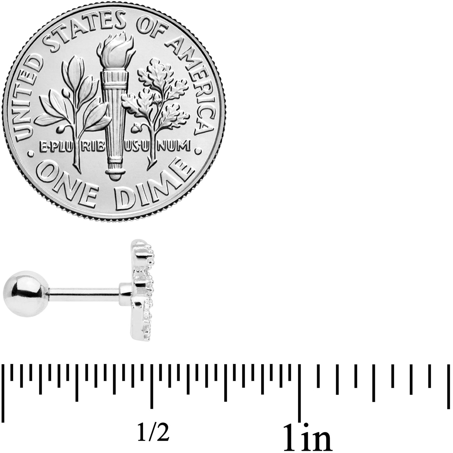 16G 1/4 Clear CZ Gem Amazing Om Cartilage Tragus