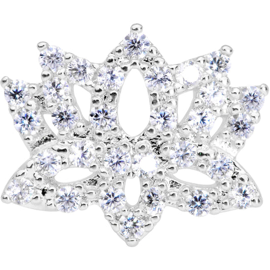 18G 3/8 Clear CZ Gem Lotus Flower Nose Hoop