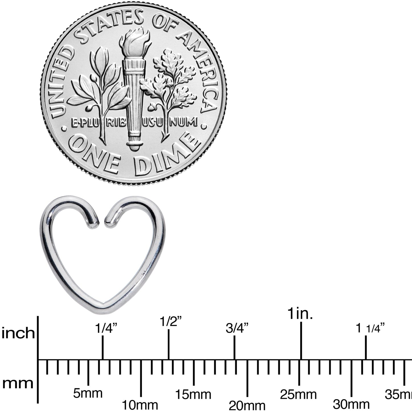 16G 1/4 Grade 23 Titanium Hollow Heart Closure Ring