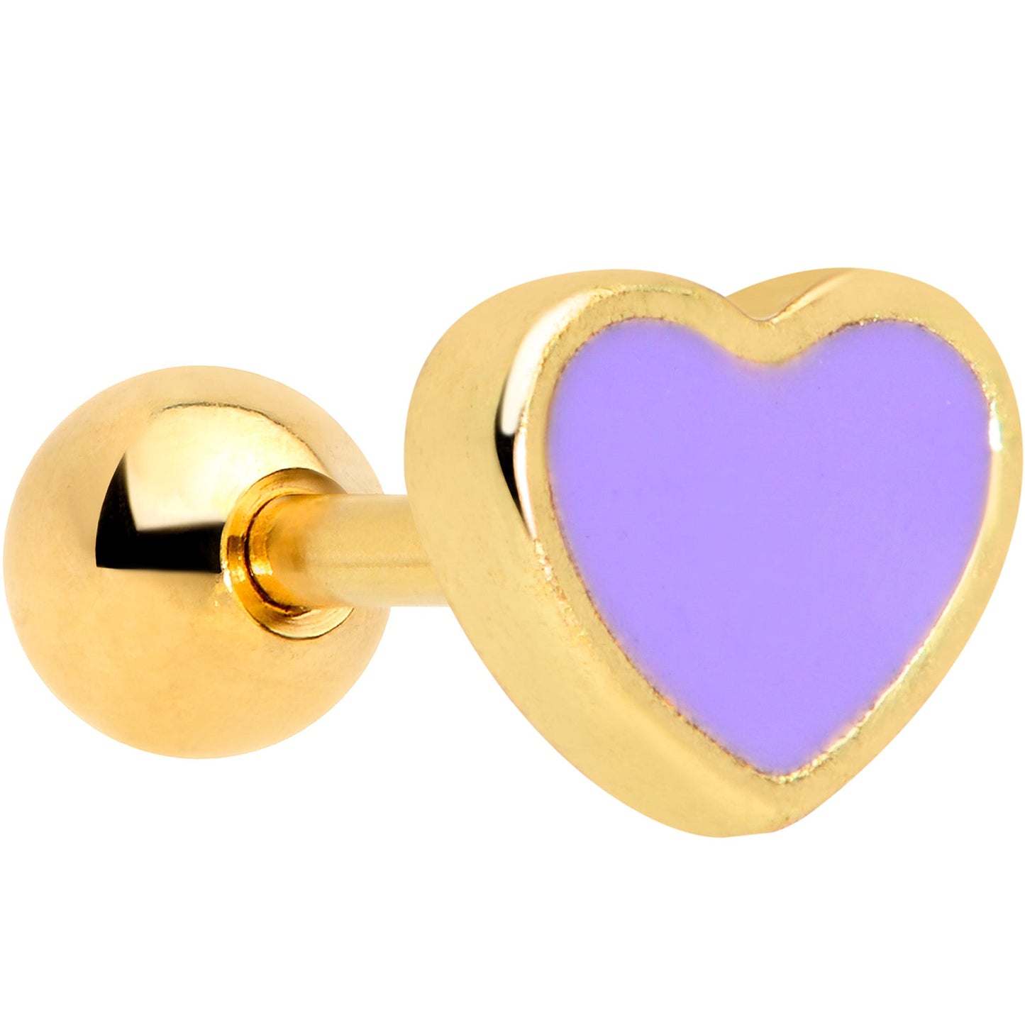 16G 1/4 Gold Tone Purple Heart Cartilage Tragus