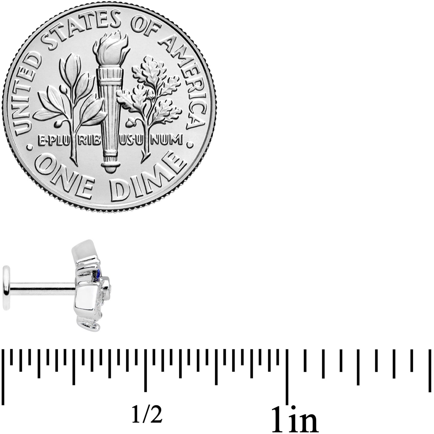 16G 1/4 Blue Gem Geometry Squares Circles Labret Monroe Tragus