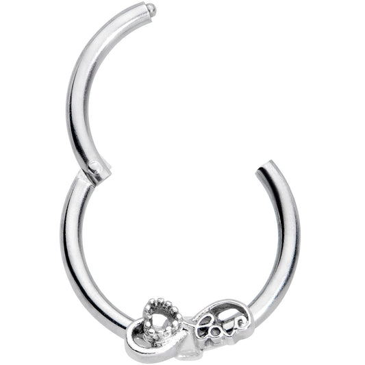 16G 3/8 Infinity Heart Valentines Day Hinged Segment Ring