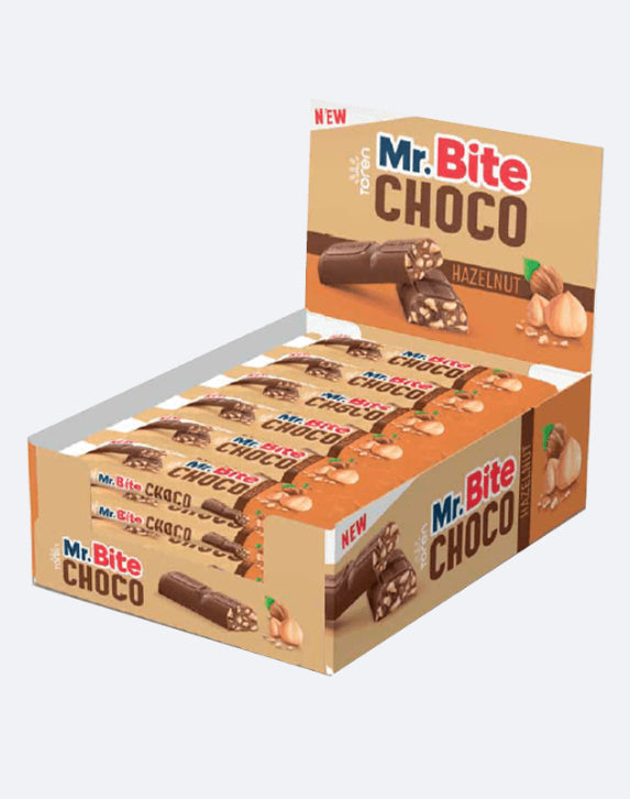 Mr. Bite choco milk chocolate with hazelnut 26g 24pk