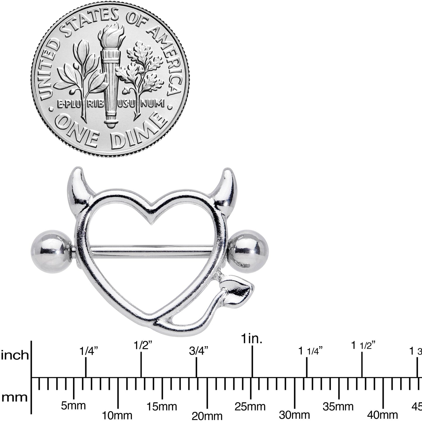 14G 5/8 Devil Heart Valentine Nipple Shield Set