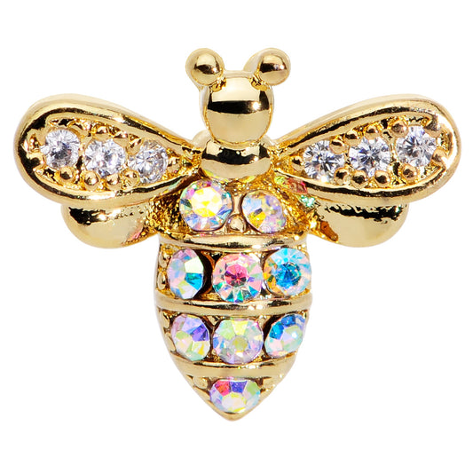 16G 1/4 Aurora CZ Gem Gold Hue Beauty Bee Internal Thread Labret