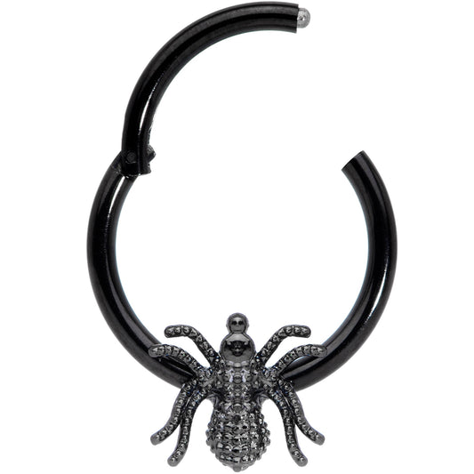 16G 3/8 Black Creepy Insect Halloween Hinged Segment Ring