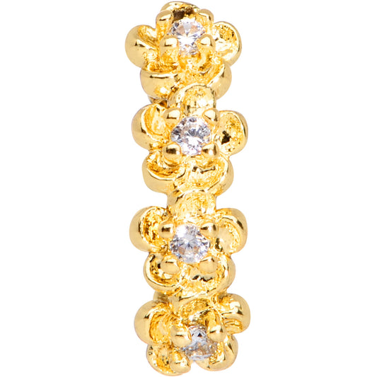 20G 5/16 Clear CZ Gem Gold Tone Flowers Nose Hoop