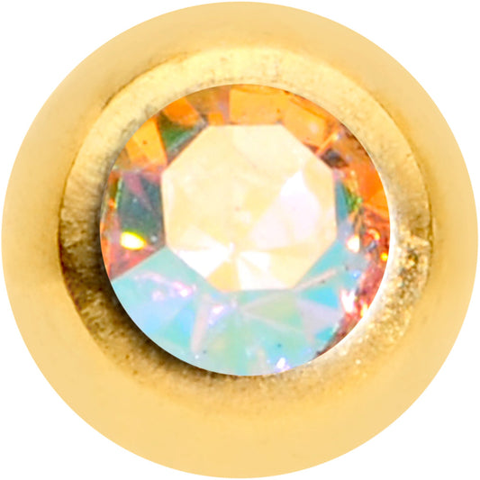16G 5/16 Aurora Gem Gold Tone Press Fit Labret Monroe Tragus