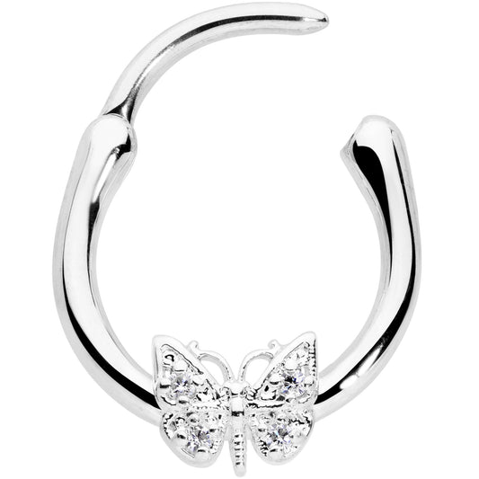 16G 3/8 Clear Gem Butterfly Cartilage Clicker