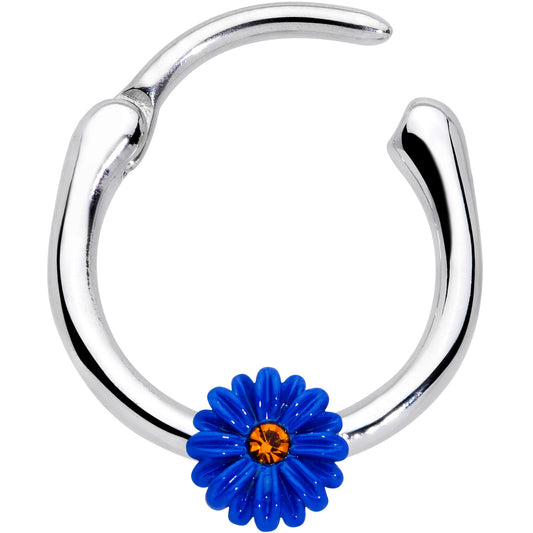 16G 3/8 Yellow Gem Blue Sunflower Cartilage Clicker