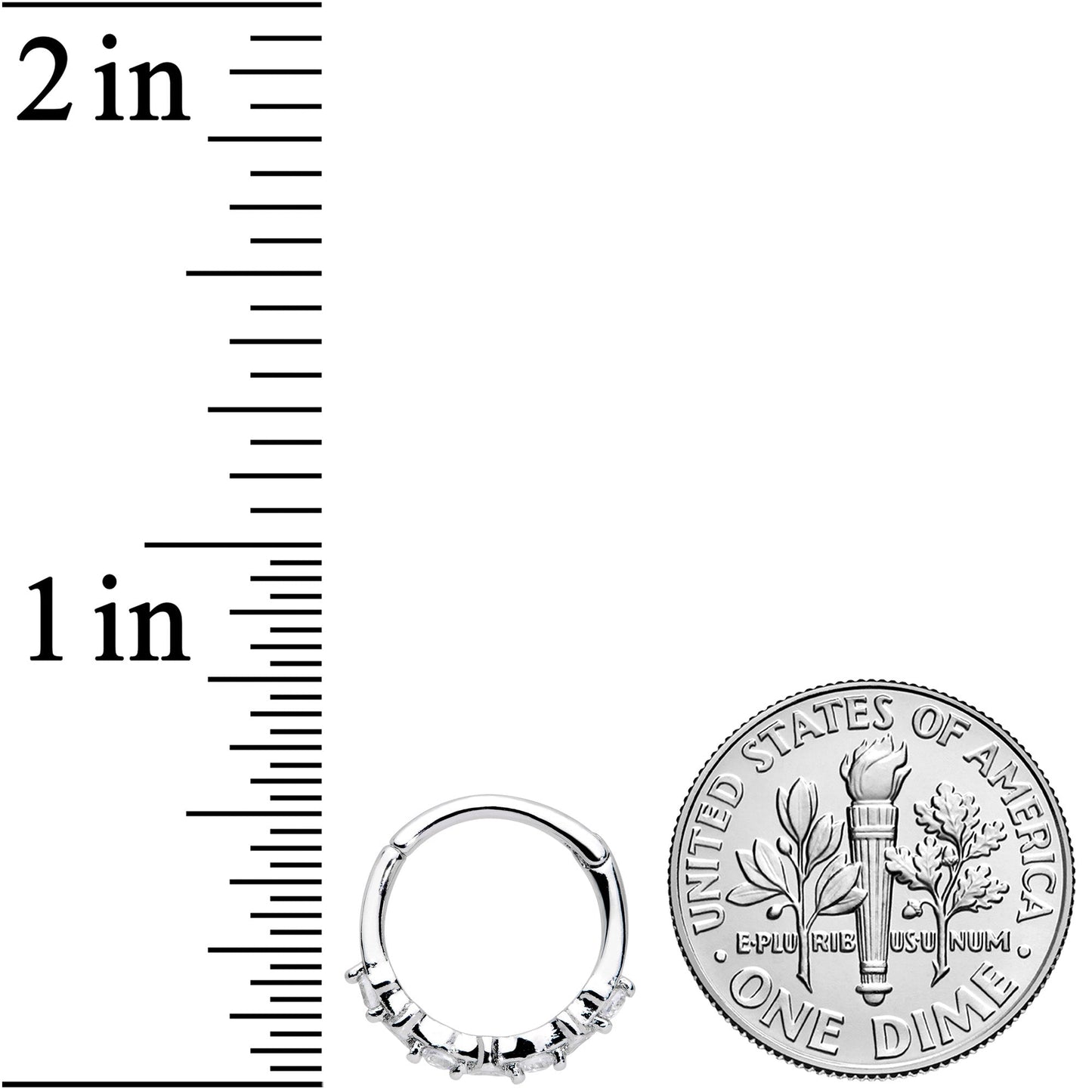 16G 3/8 Clear CZ Gem Little Hearts Valentine Hinged Segment Ring