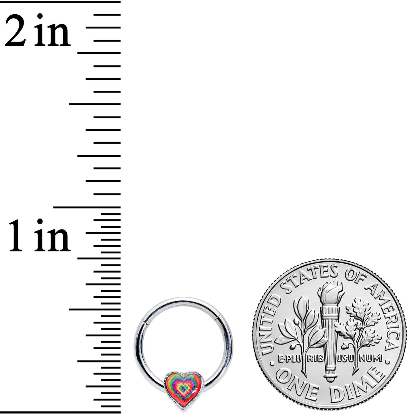 16G 3/8 Rainbow Tie Dye Heart Valentines Day Hinged Segment Ring