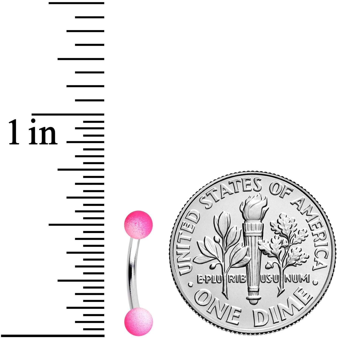 16G 5/16 Pink White Ombre Soft Finish Curved Eyebrow Ring