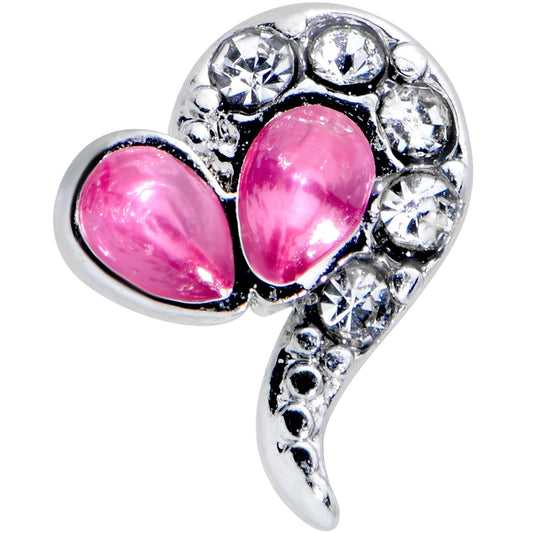 16G 1/4 Clear Pink Gem Curve Heart Valentines Day Cartilage Tragus