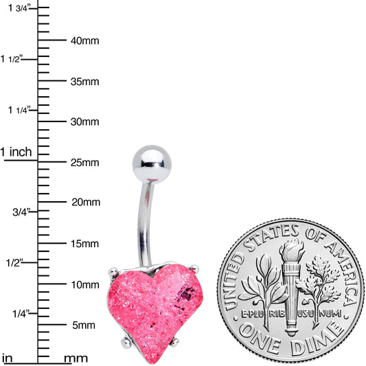 Pink Gem Heart Love Valentines Day Belly Ring