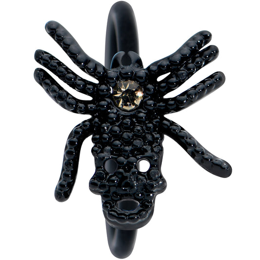 20G 5/16 Yellow Gem Black Nubbly Spider Halloween Nose Hoop