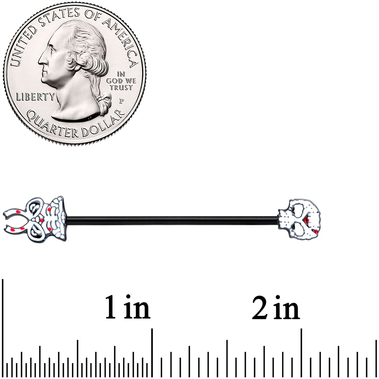 14G Black Skeleton Body Halloween Industrial Barbell 38mm