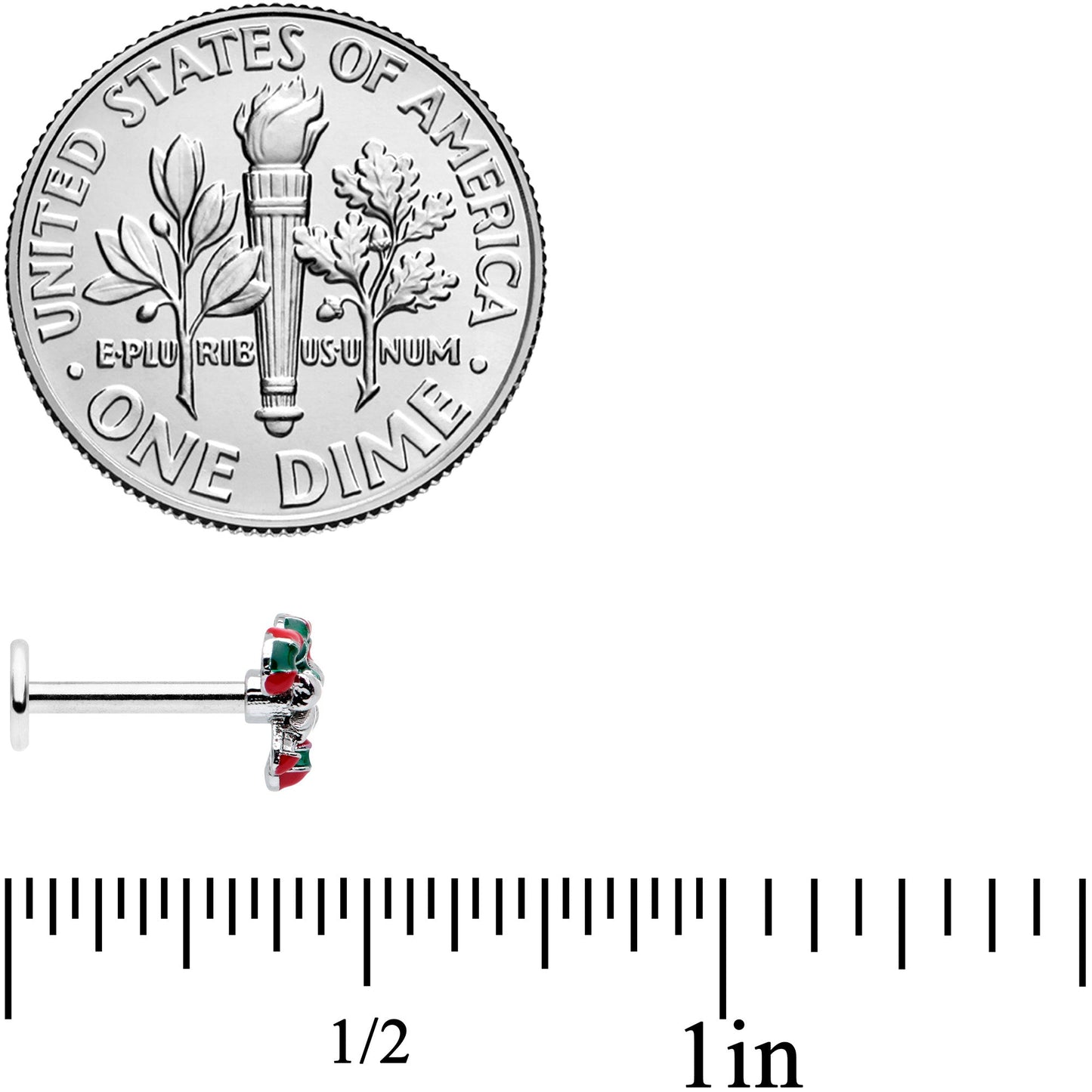 16G 5/16 Pair of Candy Canes Christmas Labret Monroe Tragus