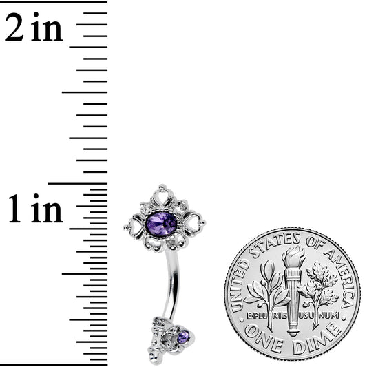 Purple Gem Unlock My Heart Key Valentines Day Double Mount Belly Ring