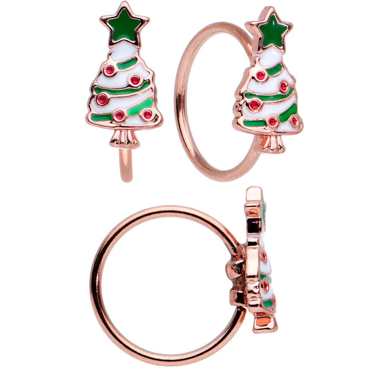 20G 1/4 5/16 Red Gem Rosy Tone Christmas Nose Bone Hoop Set of 4