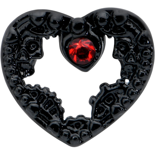 16G 5/16 Red Gem Black Steampunk Skull Labret Monroe Tragus