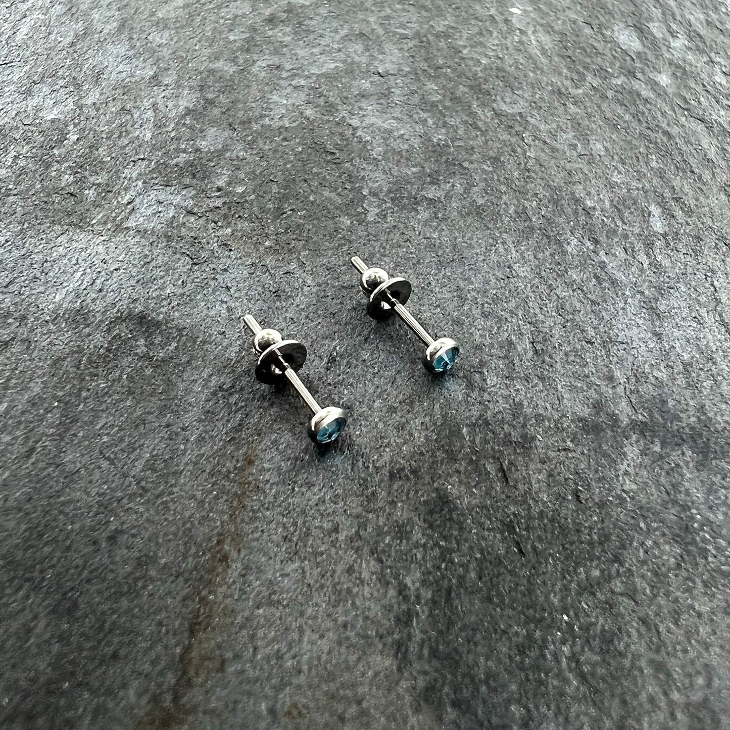3mm Blue Crystal Implant Grade Titanium Stud Earrings