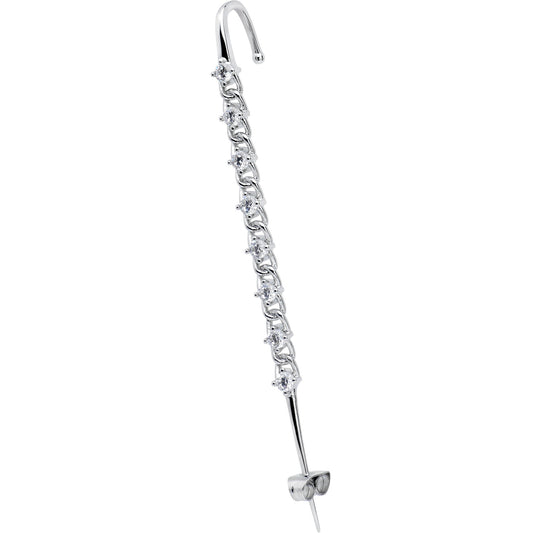 Clear CZ Gem Links Ear Cuff Bar Earring