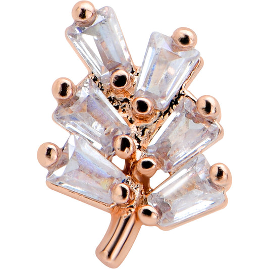 16G 1/4 Clear CZ Gem Leafy Rosy Branch Threadless Labret Tragus