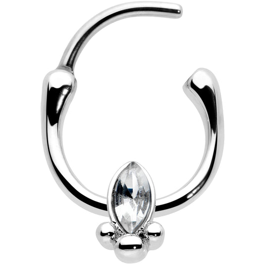 16G 5/16 Clear Gem Deco Oval Cartilage Clicker