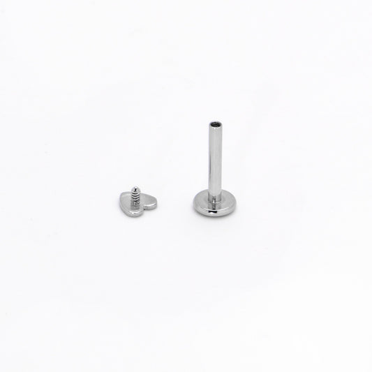 16G 1/4 Internally Threaded Simple Style Heart Labret Tragus