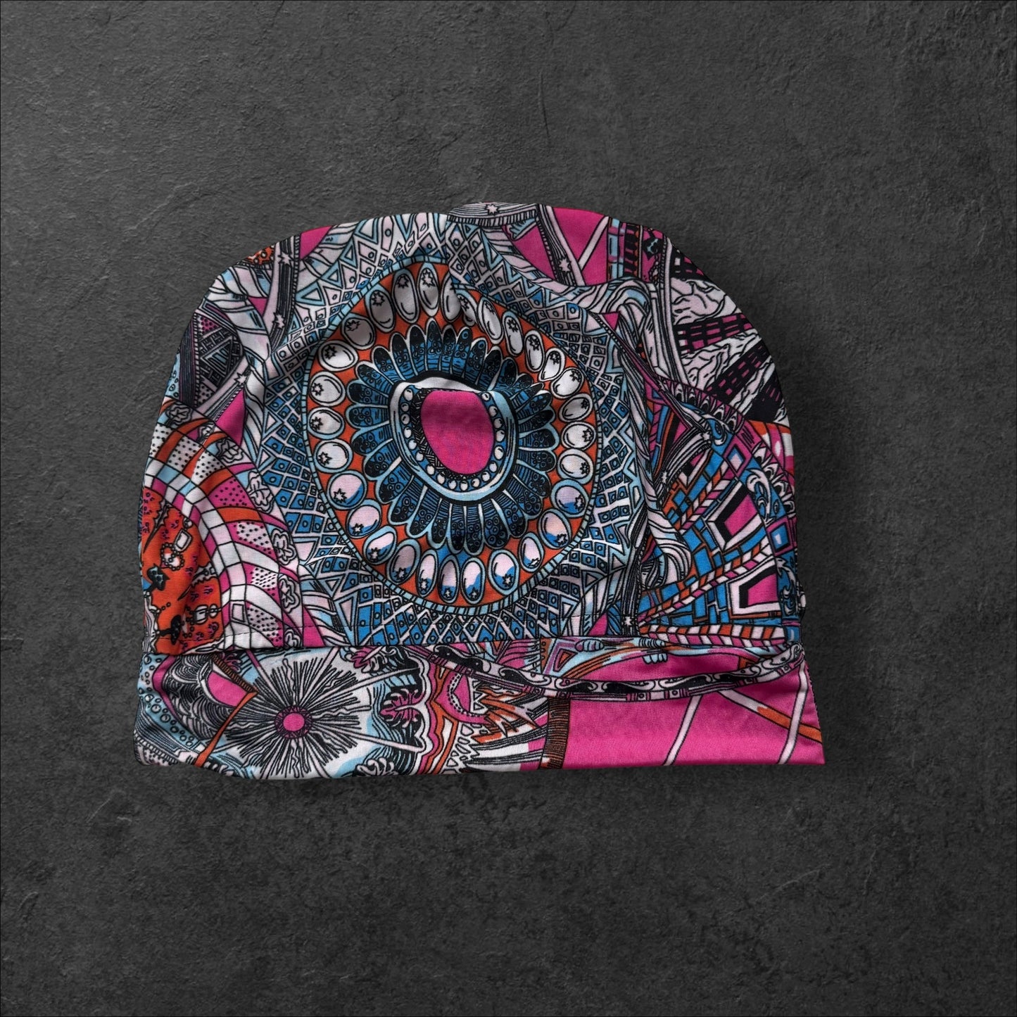 Mandala Mosaic Slouch Beanie – Upcycled Everyday Hat