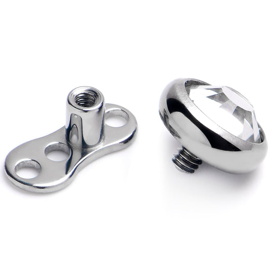 14G 5mm Gem Bezel Top 3 Hole Dermal Implant Grade Titanium Anchor Base