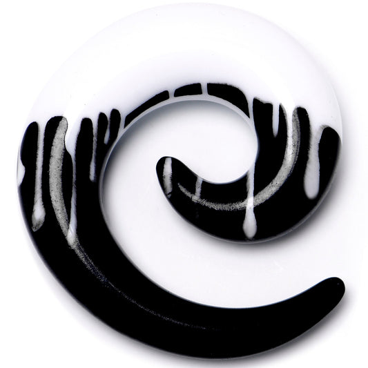 0G Black White Reverse Drip Acrylic Spiral Taper Set