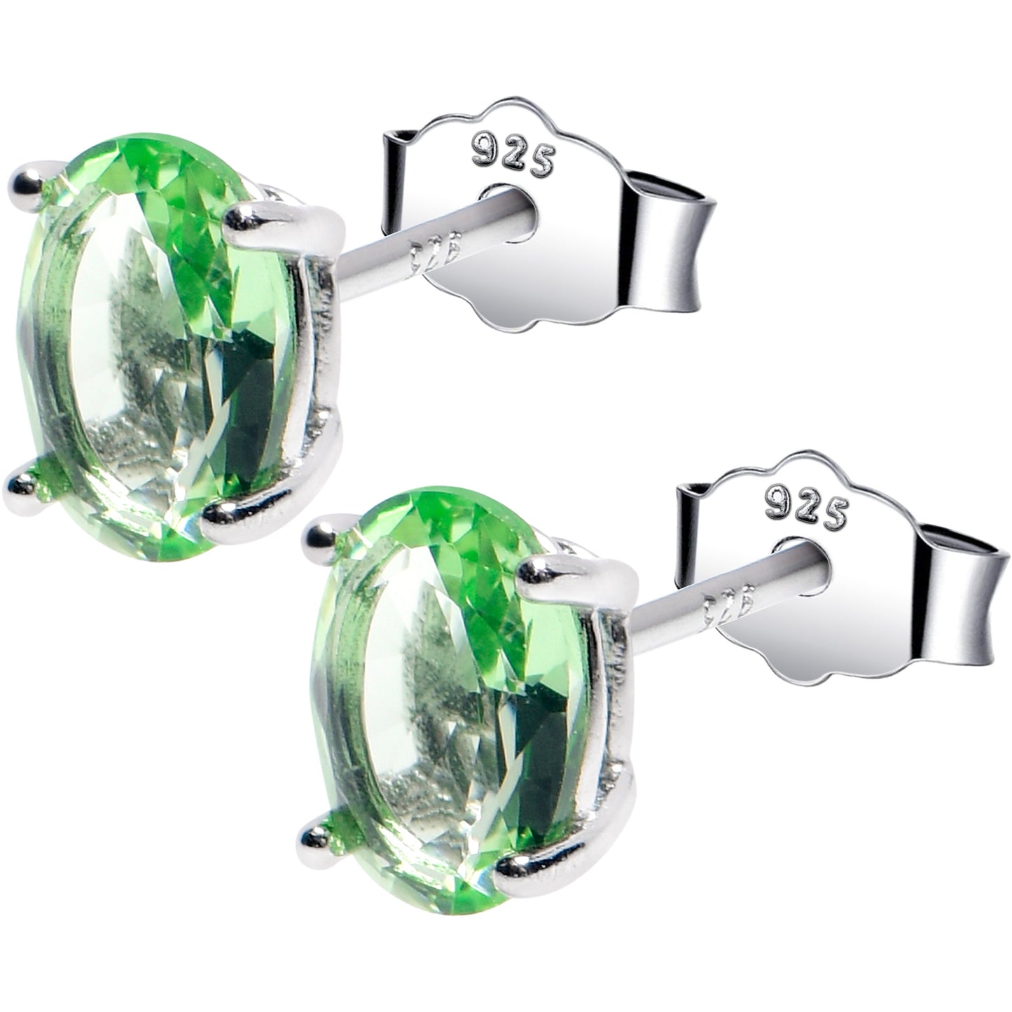 5mm CZ Oval 925 Sterling Silver August Birthstone Stud Earrings