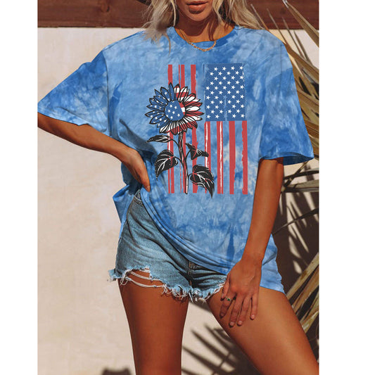Women's Tie-dyed Printed Short Sleeve
