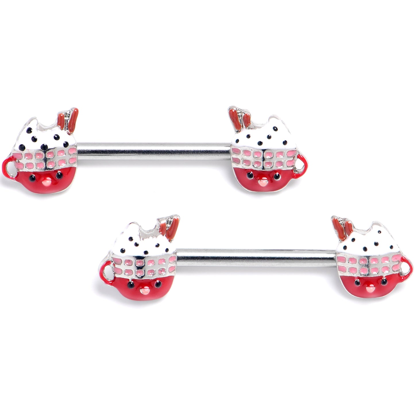 14G 9/16 Festive Holiday Cocoa Barbell Nipple Ring Set
