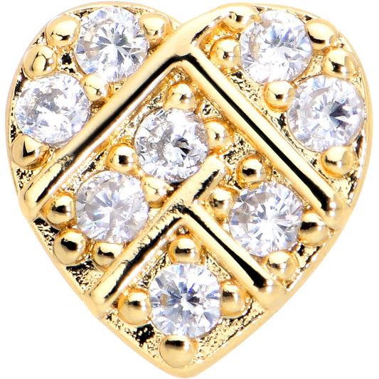 16G 1/4 Clear Gem Gold Tone Lattice Heart Cartilage Tragus Earring