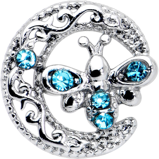 16G 5/16 Blue Gem Lunar Dragonfly Internally Threaded Labret Tragus