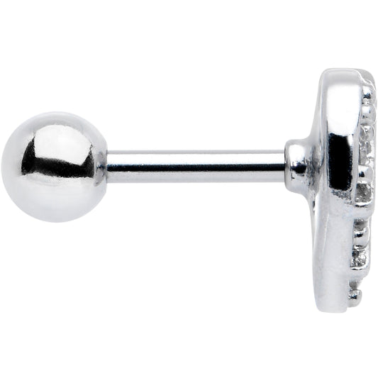 16G 1/4 Clear CZ Gem Lattice Heart Cartilage Tragus Earring