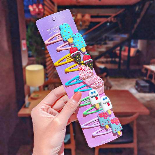 Ice Cream Child Hair Clip Set - 10 Pieces