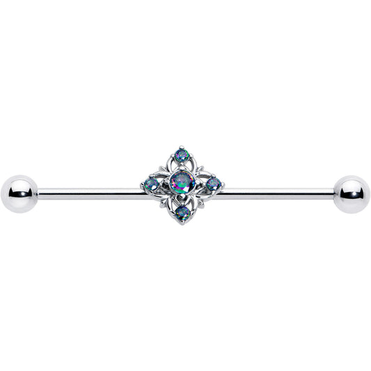 14G Vitrail CZ Gem Beauty Cross Industrial Barbell 38mm