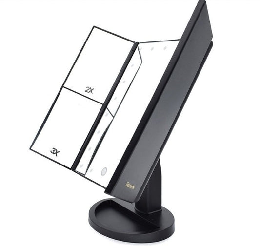 Foldable Magnifying Makeup Mirror with Lamp