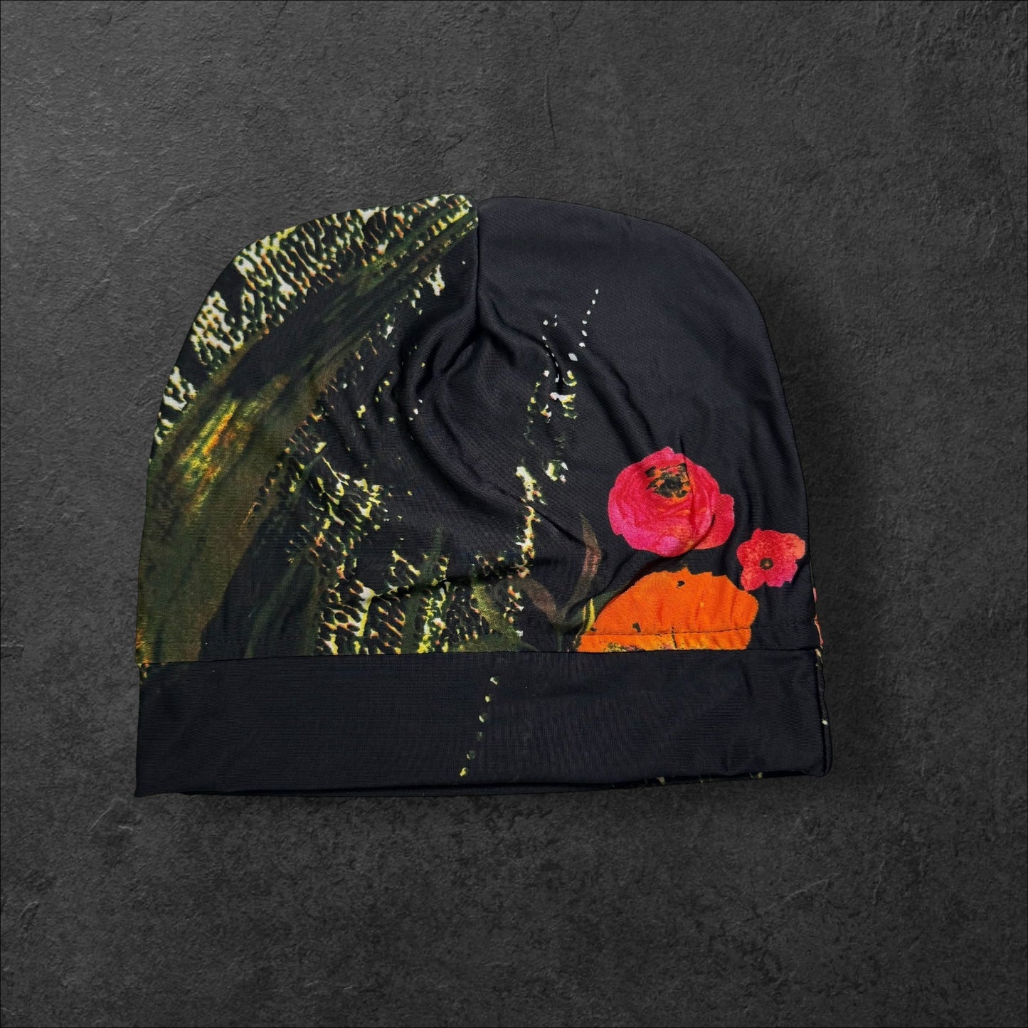 Midnight Bloom Lightweight Slouch Beanie β Upcycled Everyday Hat