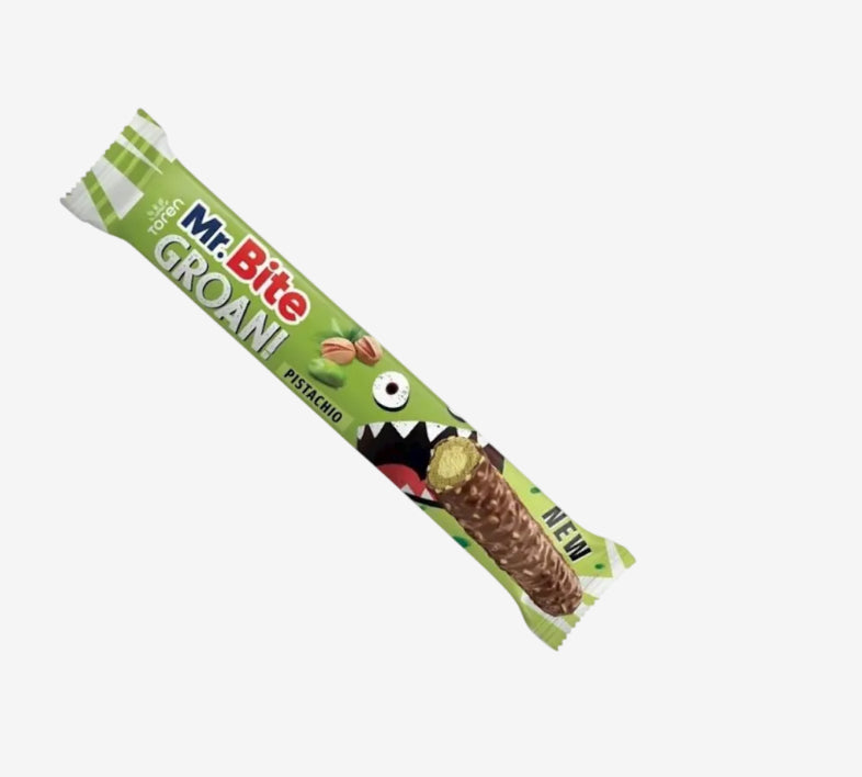Mr. Bite groan milk chocolate with pistachio bar 28g 24pk